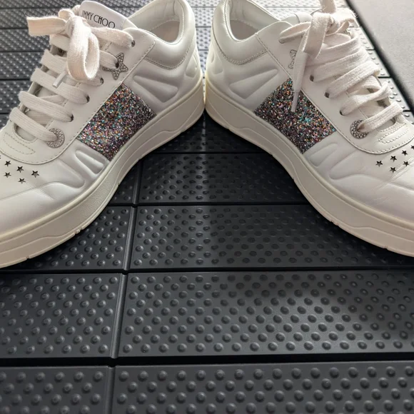 Jimmy Choo White Sneakers with Glitter Detail - Picture 7 of 10